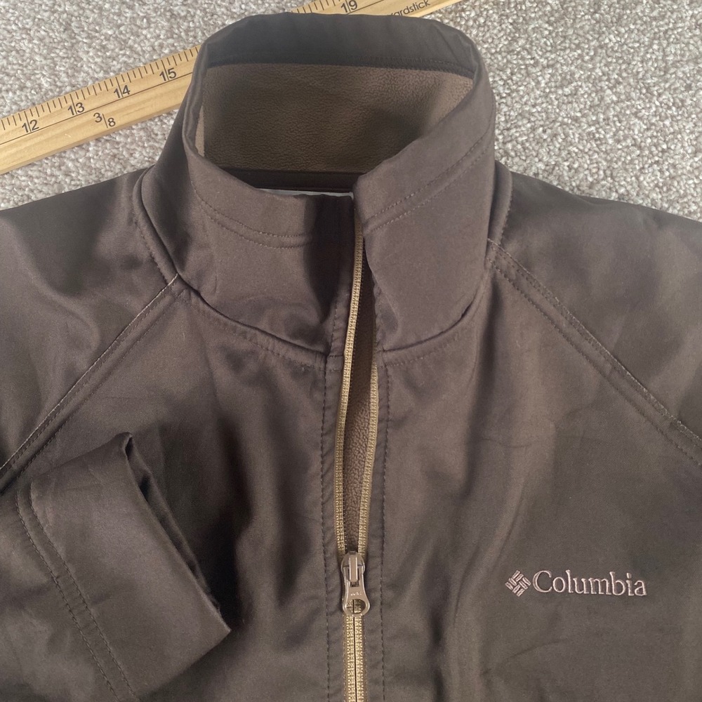 Columbia Women XL Brown Omni-Shield Softshell Fleece Lined Full Zip Jacket Warm